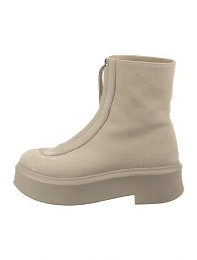 Pre-owned The Row Leather Boots In Neutral