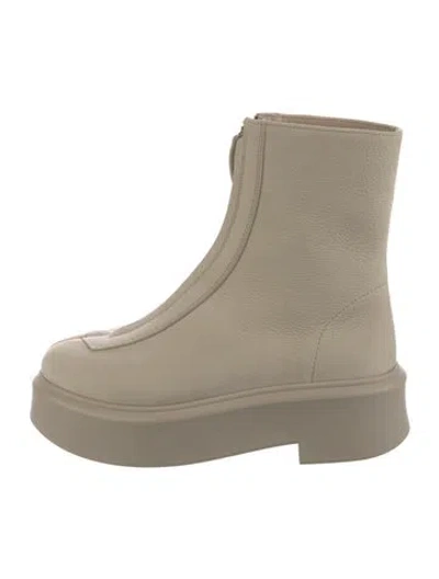 Pre-owned The Row Leather Boots In Neutral