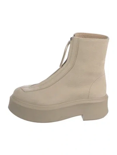 Pre-owned The Row Leather Boots In Neutrals