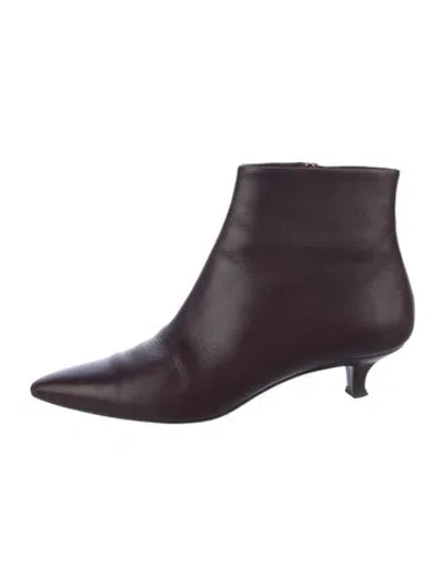 Pre-owned The Row Leather Boots In Purple