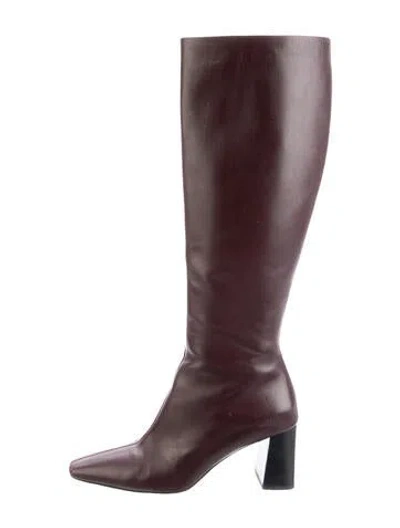 Pre-owned The Row Leather Boots In Purple