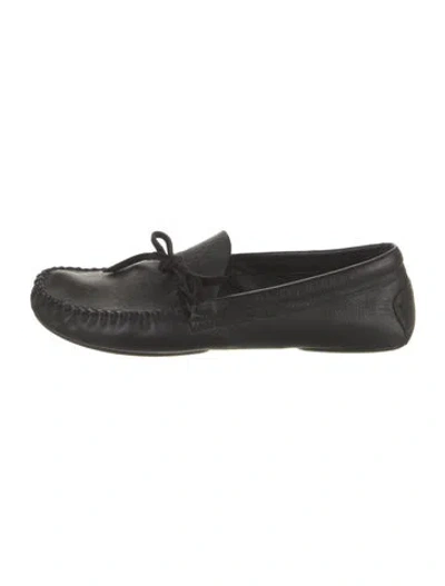 Pre-owned The Row Leather Bow Accents Moccasins In Black