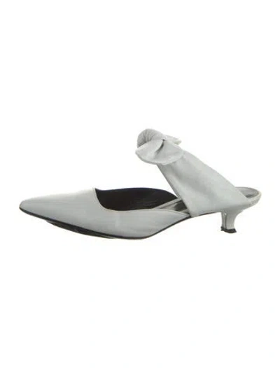 Pre-owned The Row Leather Bow Accents Mules In White