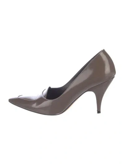 Pre-owned The Row Leather Bow Accents Pumps In Gray