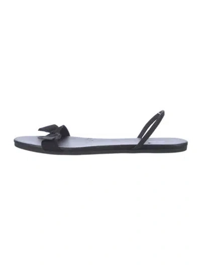 Pre-owned The Row Leather Bow Accents Slingback Sandals In Black