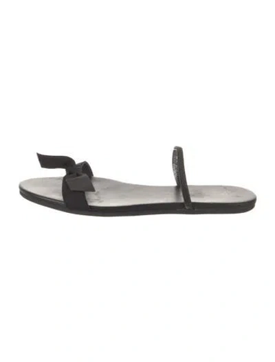 Pre-owned The Row Leather Bow Accents Slingback Sandals In Black