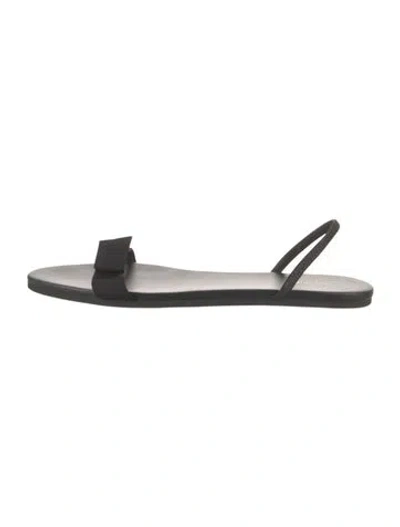 Pre-owned The Row Leather Bow Accents Slingback Sandals In Black