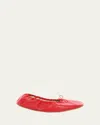 The Row Nappa Leather Round Ballet Flats In Red