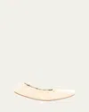 The Row Leather Bow Ballerina Flats In Neutral