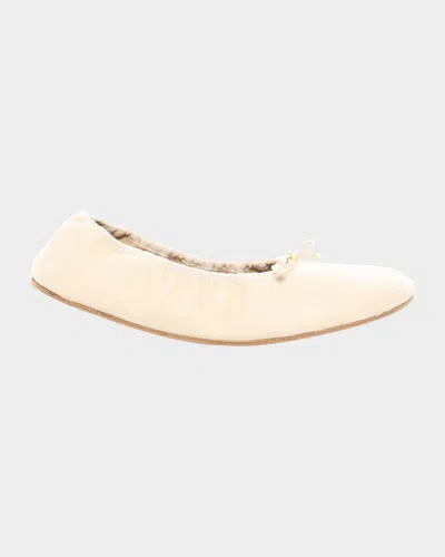 THE ROW LEATHER BOW BALLERINA FLATS