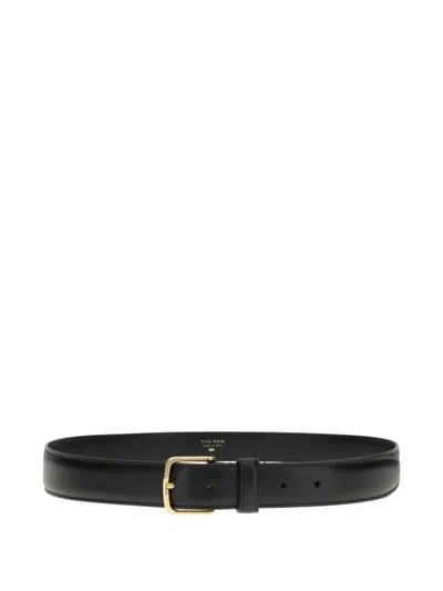 The Row Leather Buckle Belt In Black