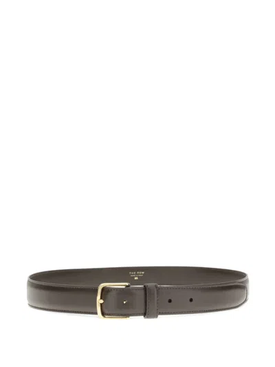 The Row Leather Buckle Belt In Green