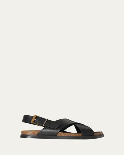 The Row Buckle Crisscross Sandal In Black