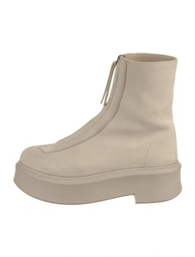 Pre-owned The Row Leather Chelsea Boots In Neutral