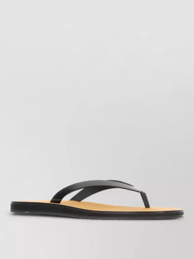 The Row Leather City Thong Sandals Flat Sole In Black
