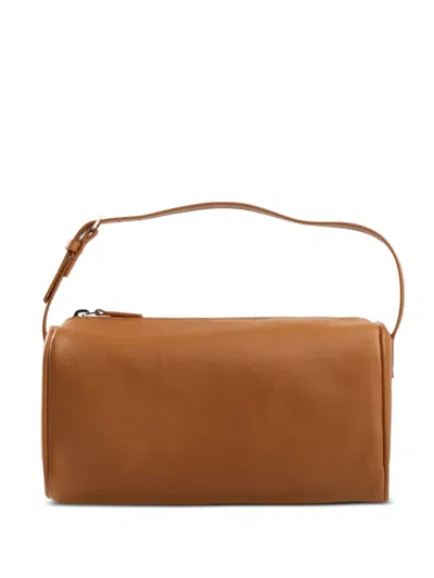 The Row Leather Clutch Bag In Brown