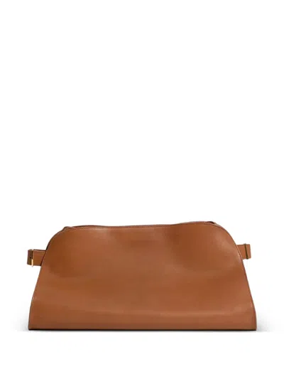 The Row Leather Clutch Bag In Brown