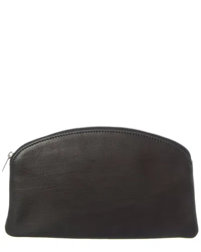 The Row Leather Clutch In Brown