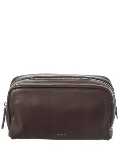 The Row Leather Clutch In Brown