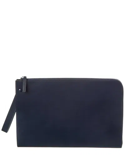 The Row Leather Clutch In Blue