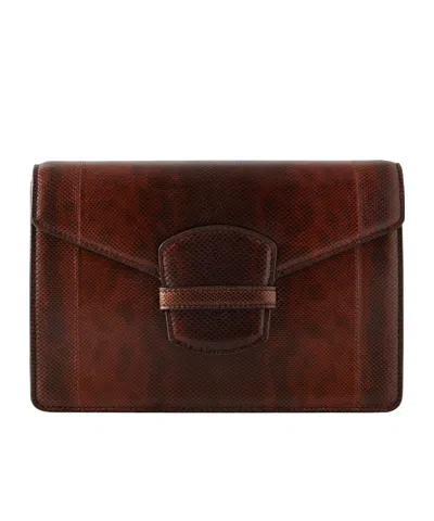 The Row Leather Clutch In Brown