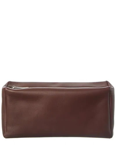 The Row Leather Clutch In Brown