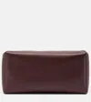 The Row Leather Clutch In Burgundy