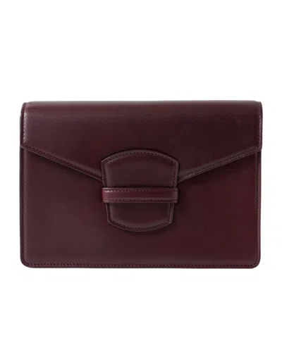 The Row Leather Clutch In Burgundy