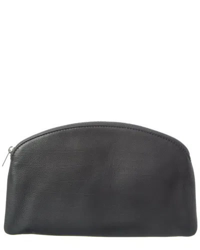 The Row Leather Clutch In Gray