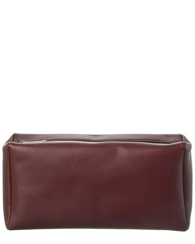 The Row Leather Clutch In Burgundy