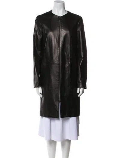 Pre-owned The Row Leather Coat In Black