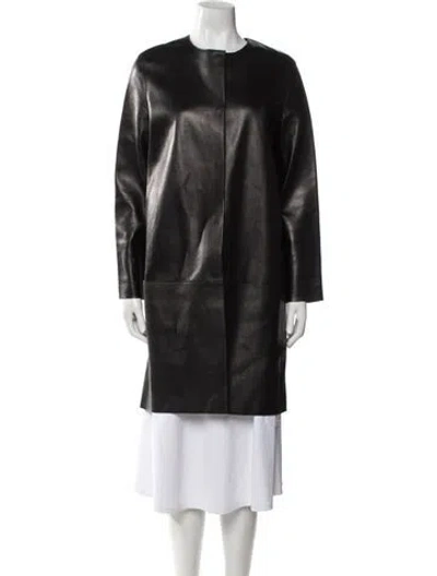 Pre-owned The Row Leather Coat In Black