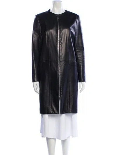 Pre-owned The Row Leather Coat In Blue