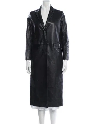 Pre-owned The Row Leather Coat In Blue