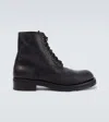 The Row Leather Combat Boots In Black