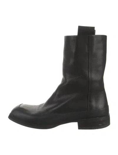 Pre-owned The Row Leather Combat Boots In Black