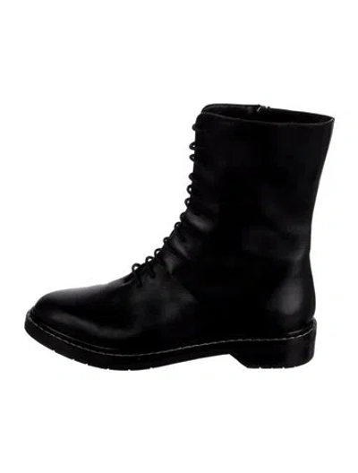 Pre-owned The Row Leather Combat Boots In Black