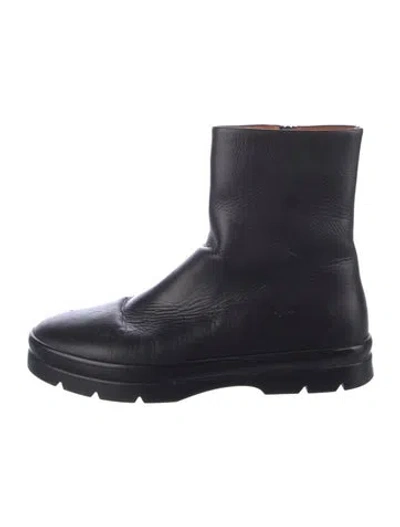 Pre-owned The Row Leather Combat Boots In Black