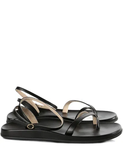 THE ROW LEATHER CROSS-STRAP SANDALS