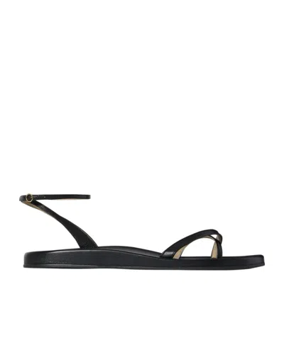 The Row Leather Cross-strap Sandals In Black