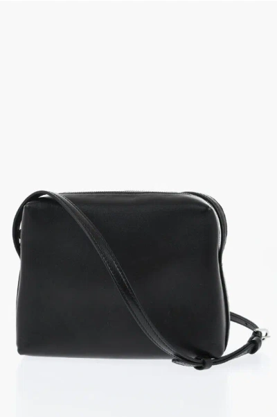 The Row Leather Cube Crossbody Bag In Black