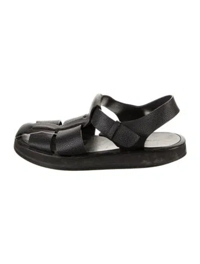 Pre-owned The Row Leather Cutout Accent Slingback Sandals In Black