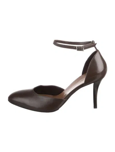 Pre-owned The Row Leather D'orsay Pumps In Brown