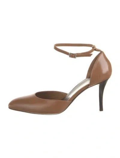 Pre-owned The Row Leather D'orsay Pumps In Brown