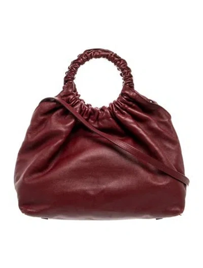 Pre-owned The Row Leather Double Circle Medium In Burgundy