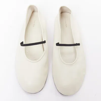 The Row Leather Elastic Ballerina Flats In White