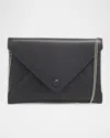 The Row Leather Envelope Clutch With Strap In Black