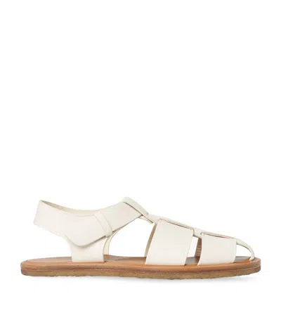 The Row Leather Fisherman Sandals In White