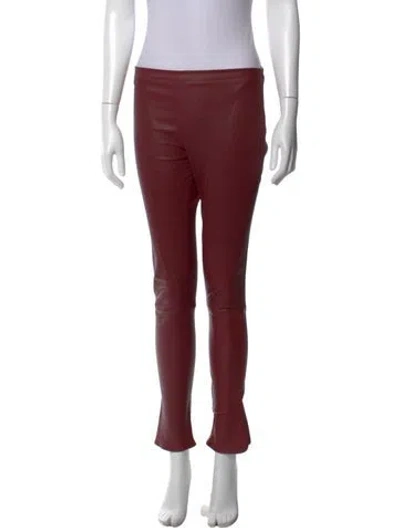 Pre-owned The Row Leather Flared Pants In Burgundy