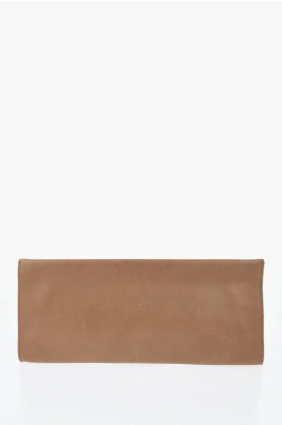 The Row Leather Flat Clutch In Brown
